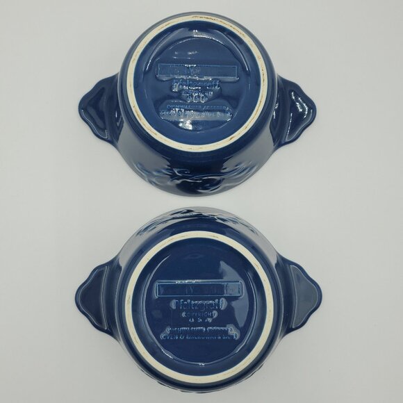 Pfaltzgraff Weir In Your Kitchen Chicory Lugged Soup Bowls Blue Handled Ramekins - Picture 5 of 8